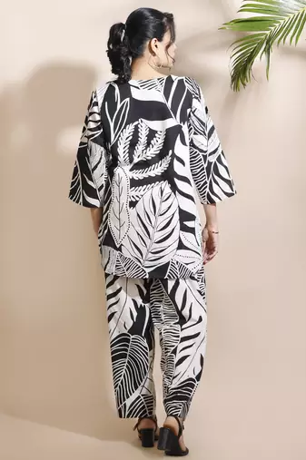 Black everyday wear cotton co-ord set for women