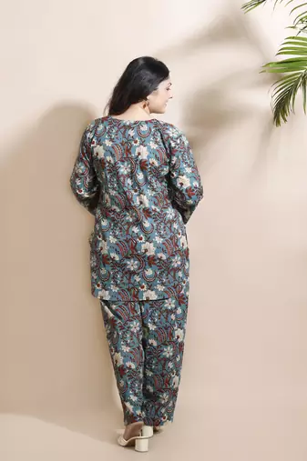 Blue everyday wear cotton co-ord set for women