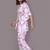 Pink motif printed cotton kaftan co-ord set for women