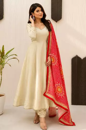 Summer special printed maslin embroidered kurti pant dupatta set