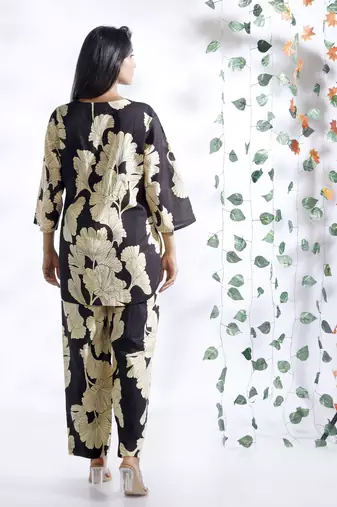Black everyday wear cotton co-ord set for women