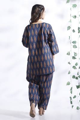 Blue everyday wear cotton co-ord set for women 2