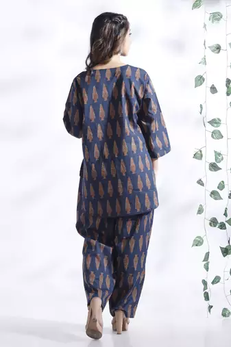 Blue everyday wear cotton co-ord set for women