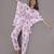 Pink motif printed cotton kaftan co-ord set for women
