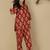 Red everyday wear cotton co-ord set for women
