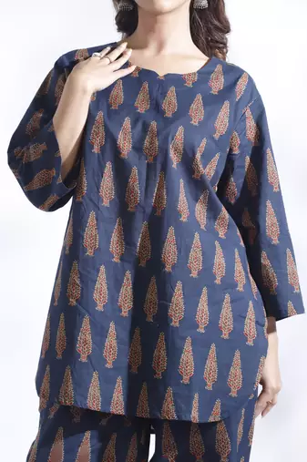 Blue everyday wear cotton co-ord set for women