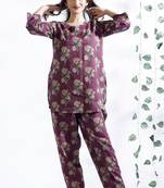 Wine everyday wear cotton co-ord set for women