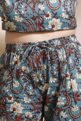 Blue everyday wear cotton co-ord set for women 4