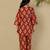 Red everyday wear cotton co-ord set for women