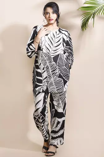 Black everyday wear cotton co-ord set for women