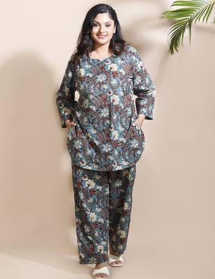 Blue everyday wear cotton co-ord set for women 5