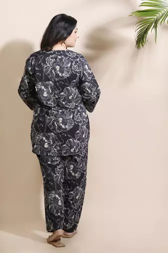 Black everyday wear cotton co-ord set for women