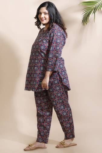 Blue everyday wear cotton co-ord set for women