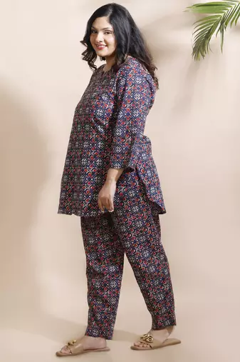 Blue everyday wear cotton co-ord set for women