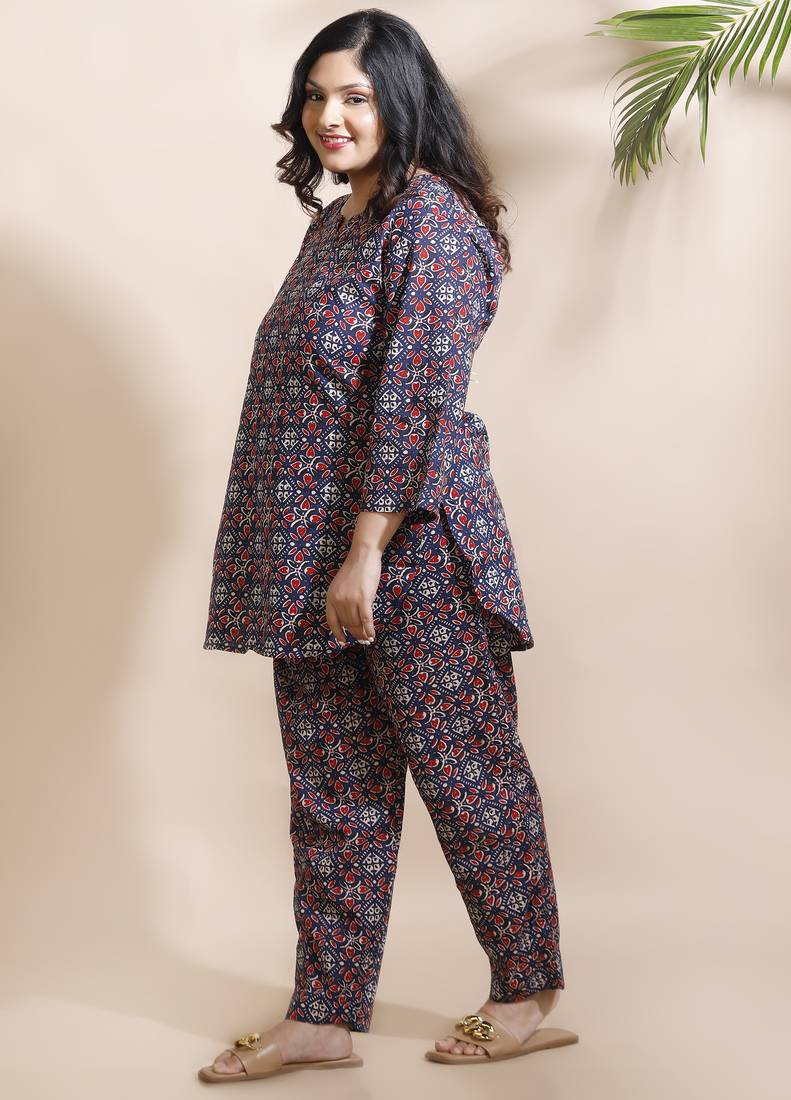 Blue everyday wear cotton co-ord set for women