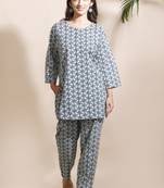 Blue everyday wear cotton co-ord set for women