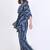 Blue abstract printed cotton kaftan co-ord set for women