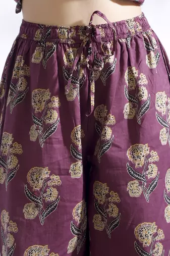 Wine everyday wear cotton co-ord set for women