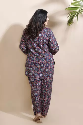 Blue everyday wear cotton co-ord set for women