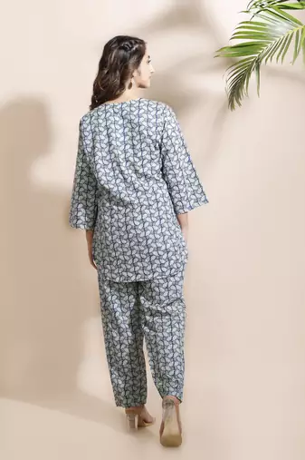 Blue everyday wear cotton co-ord set for women