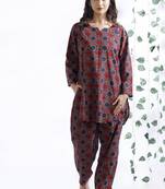 Red everyday wear cotton co-ord set for women