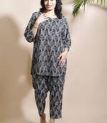 Black everyday wear cotton co-ord set for women