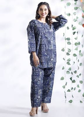 Blue everyday wear cotton co-ord set for women 1