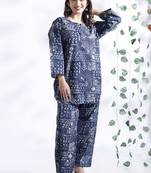Blue everyday wear cotton co-ord set for women