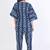 Blue abstract printed cotton kaftan co-ord set for women
