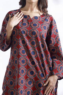 Red everyday wear cotton co-ord set for women 3