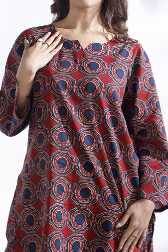 Red everyday wear cotton co-ord set for women