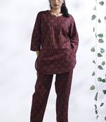 Wine everyday wear cotton co-ord set for women