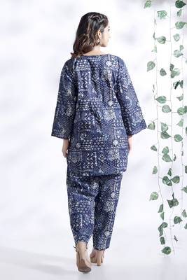 Blue everyday wear cotton co-ord set for women 2
