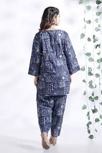 Blue everyday wear cotton co-ord set for women