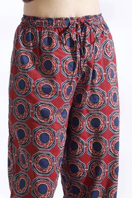 Red everyday wear cotton co-ord set for women 4
