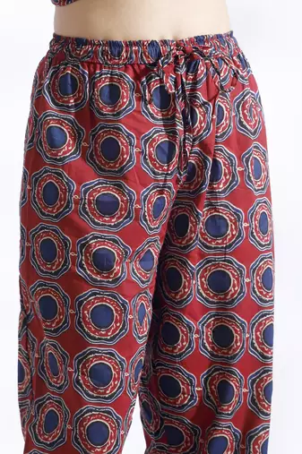 Red everyday wear cotton co-ord set for women