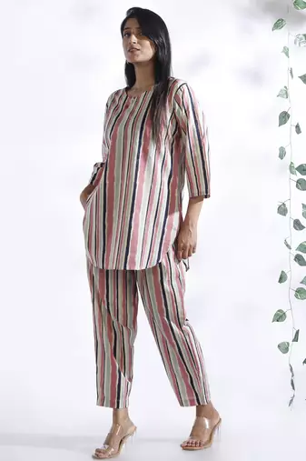 Pink everyday wear cotton co-ord set for women