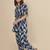 Blue geometric printed cotton kaftan co-ord set for women
