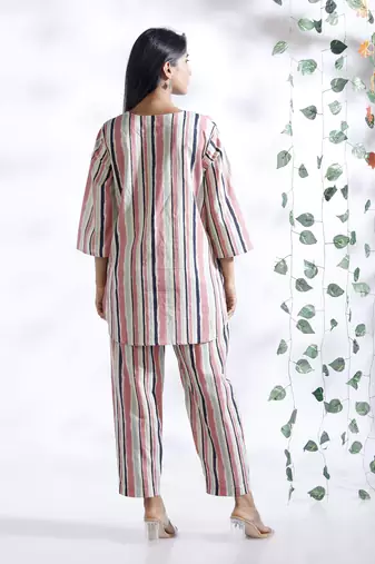 Pink everyday wear cotton co-ord set for women