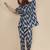 Blue geometric printed cotton kaftan co-ord set for women