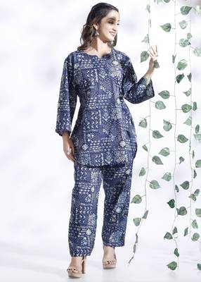 Blue everyday wear cotton co-ord set for women 4