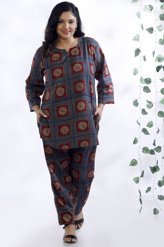 Blue everyday wear cotton co-ord set for women