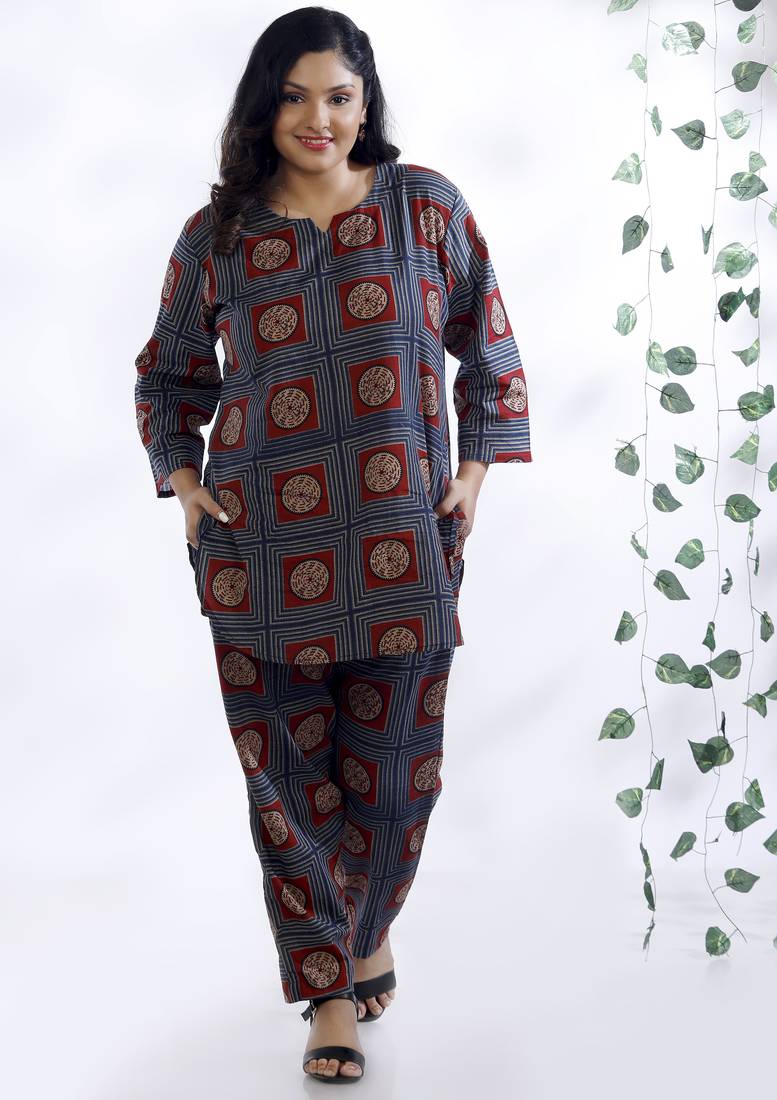 Blue everyday wear cotton co-ord set for women