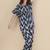 Blue geometric printed cotton kaftan co-ord set for women
