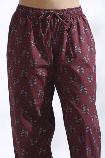 Wine everyday wear cotton co-ord set for women