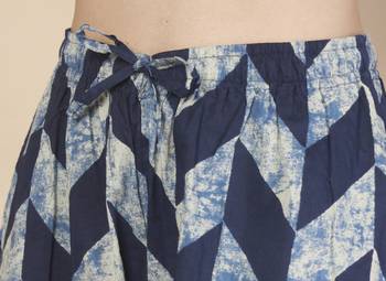 Blue geometric printed cotton kaftan co-ord set for women 4