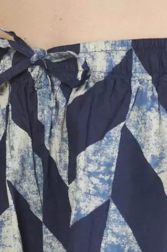 Blue geometric printed cotton kaftan co-ord set for women