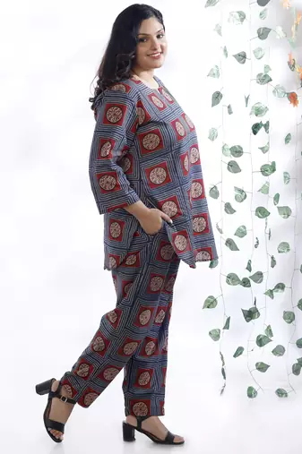 Blue everyday wear cotton co-ord set for women