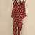Red geometric printed cotton kaftan co-ord set for women