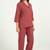 Red checks printed cotton co-ord set for women